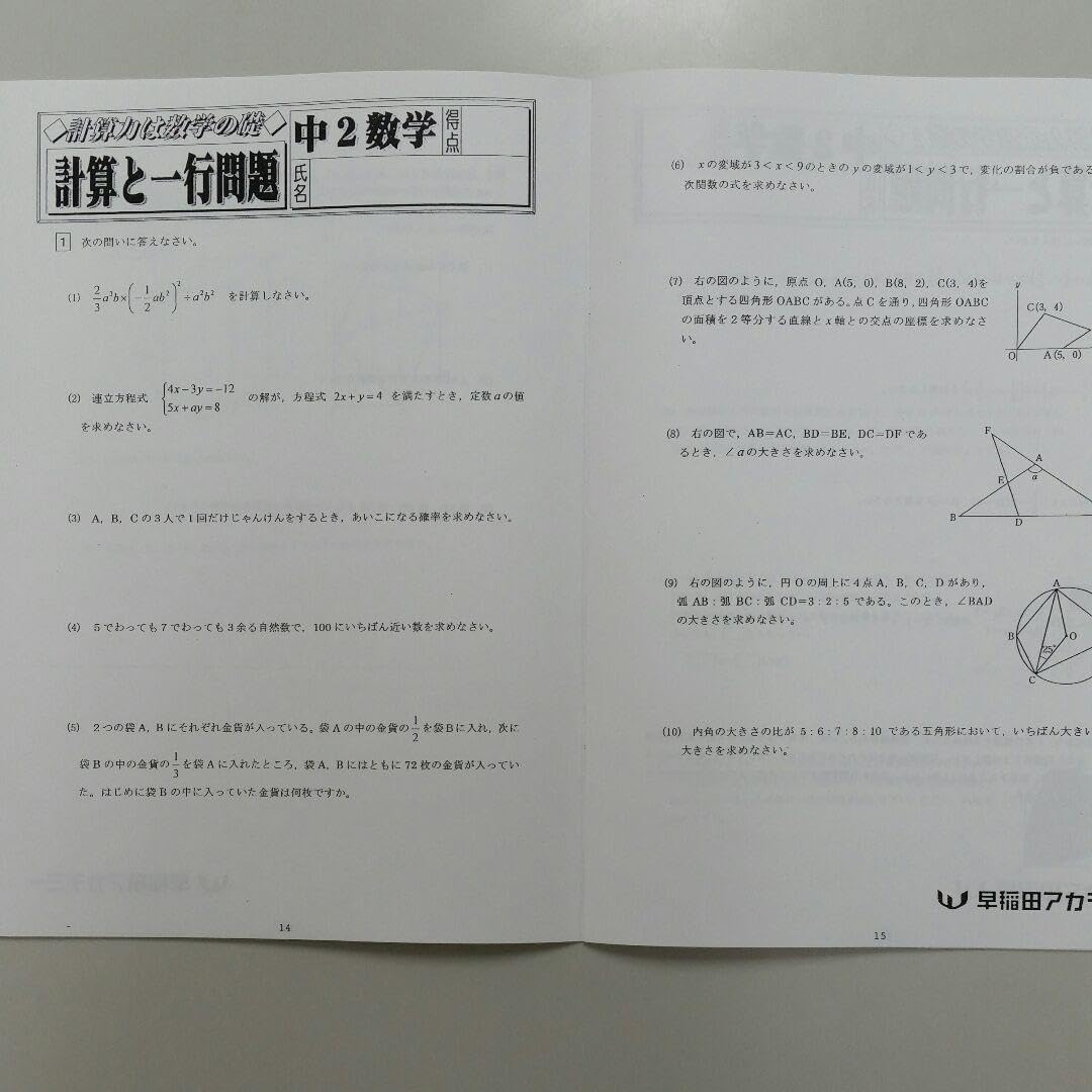 早稲田アカデミー中学3年生向け　特訓クラス教材セット 早稲田アカデミー 中3 ハイレベルテスト 特訓クラス SKクラス 1